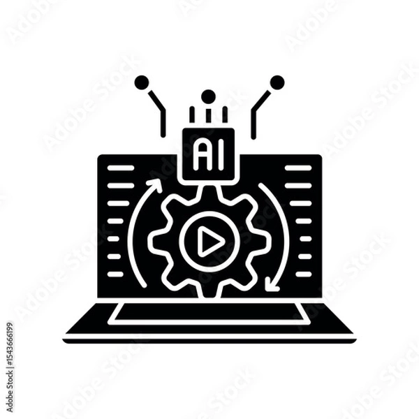 Fototapeta automated selection learning materials black flat icon for digital and print projects.
