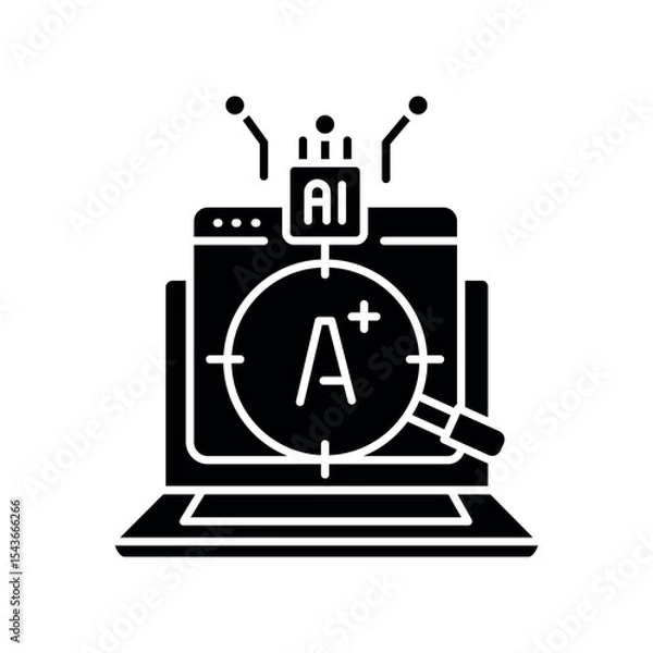 Fototapeta automatic grading assignments black flat icon for digital and print projects.