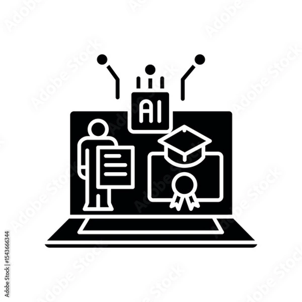 Fototapeta personalized learning students black flat icon for digital and print projects.