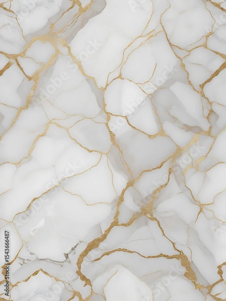 Fototapeta White Marble with Gold Veins Texture, Seamless Luxury Marble Background for Branding, High-End Marble Stone Texture with Gold Detail, generative ai
