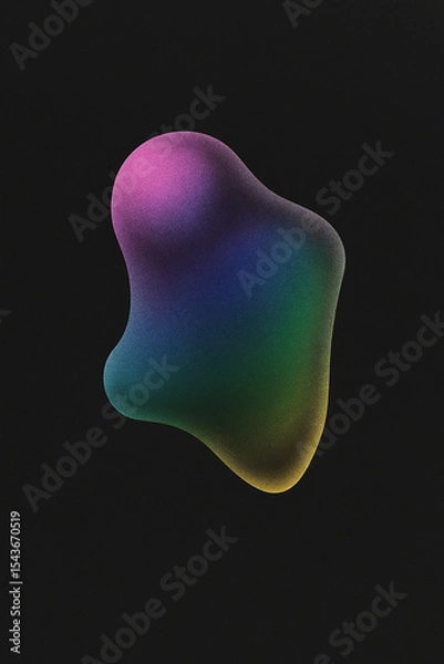 Fototapeta Colorful abstract shape floating against a black background displaying smooth gradients and vibrant hues