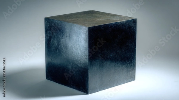 Fototapeta Matte black cube displayed indoors showcasing minimalist design and modern aesthetics in contemporary setting