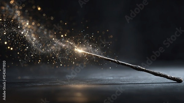 Obraz Magic wand with sparkling light effect.