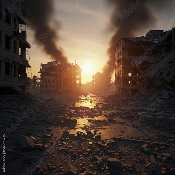 Obraz Sunset Urban Rubble