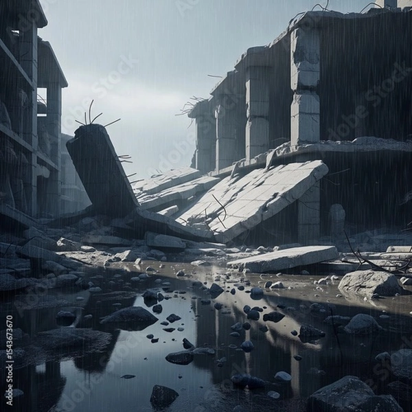 Obraz Rainy Debris Collapse