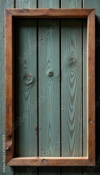 Fototapeta Blank wooden rectangular frame, rustic texture , texture, photo frame, isolated frame