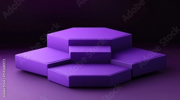 Obraz Purple hexagonal podium platform with a dark background, a minimal scene for product presentation