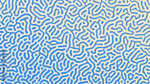 Fototapeta Abstract background featuring a blue and white turing pattern with organic shapes and fluid lines design