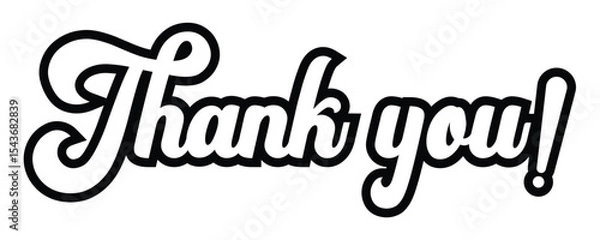 Fototapeta Thank You Lettering and Confetti Sign – Handwritten Brush Script and Vintage Typography Vector illustration.