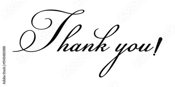 Fototapeta Thank You Lettering and Confetti Sign – Handwritten Brush Script and Vintage Typography Vector illustration.