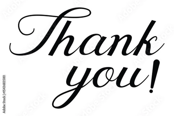Fototapeta Thank You Lettering and Confetti Sign – Handwritten Brush Script and Vintage Typography Vector illustration.