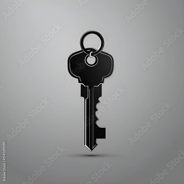 Fototapeta A set of vector silhouettes of key icons isolated on a white background.