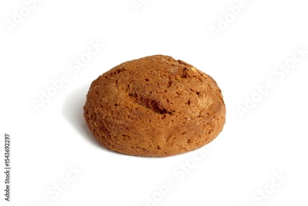 Obraz Fresh oatmeal cookies lie on a white background.	