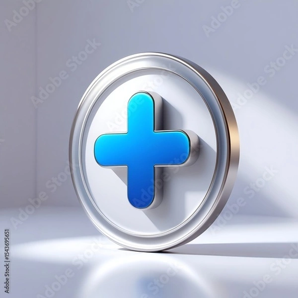 Fototapeta Healthcare plus button icon concept