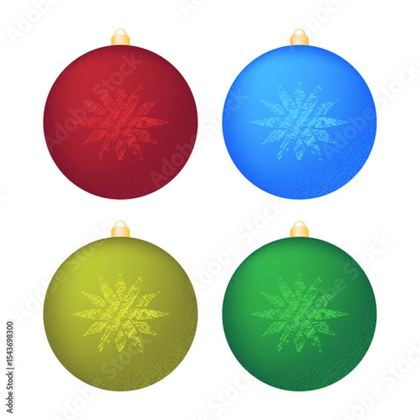 Obraz Set of colorful toys for New Year and Christmas tree. Vector illustration