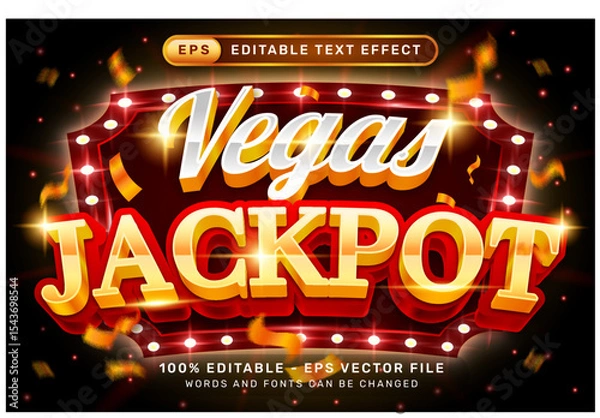 Fototapeta  vegas jackpot 3d text effect and editable text effect with light background