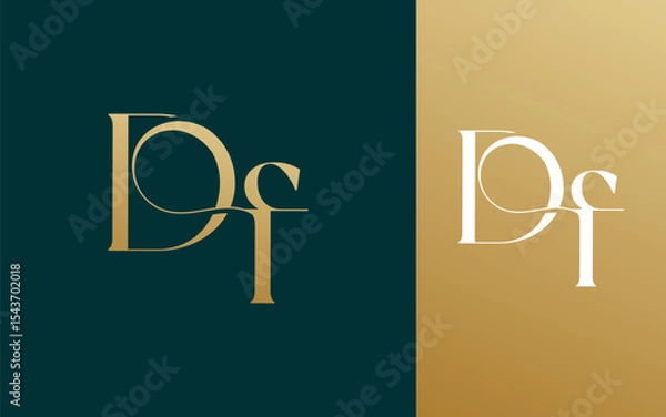 Obraz Initial letter DF FD logo design vector illustration for couple, wedding, and business