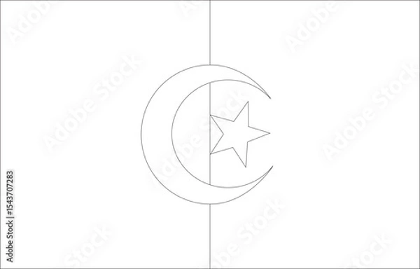 Fototapeta Algeria flag outline with black and white color.