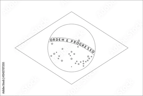 Fototapeta Brazil flag outline with black and white color.