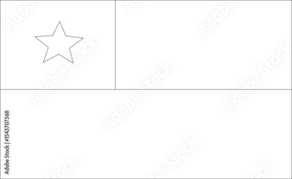 Fototapeta Chile flag  outline with black and white color.