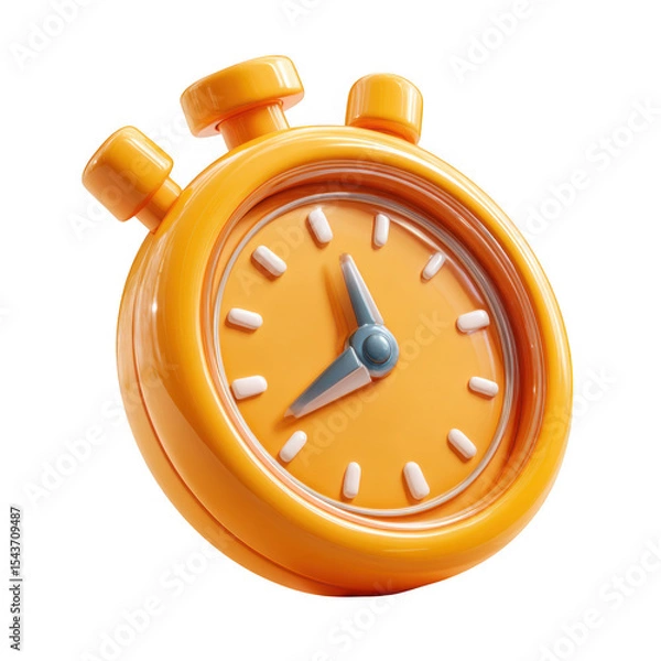 Fototapeta Orange cartoon stopwatch timer isolated on transparent background