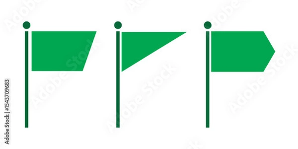 Fototapeta Set of simple green flag on a neutral white background, symbolizing peace or nature.