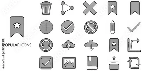 Obraz Popular simple concept 24 hand drawn grew color icons set .Vector illustration.