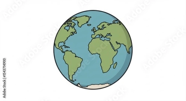 Fototapeta Stylized globe illustration showcasing continents on a clean white backdrop
