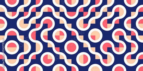 Fototapeta Seamless abstract pattern with curved shapes and vibrant colors