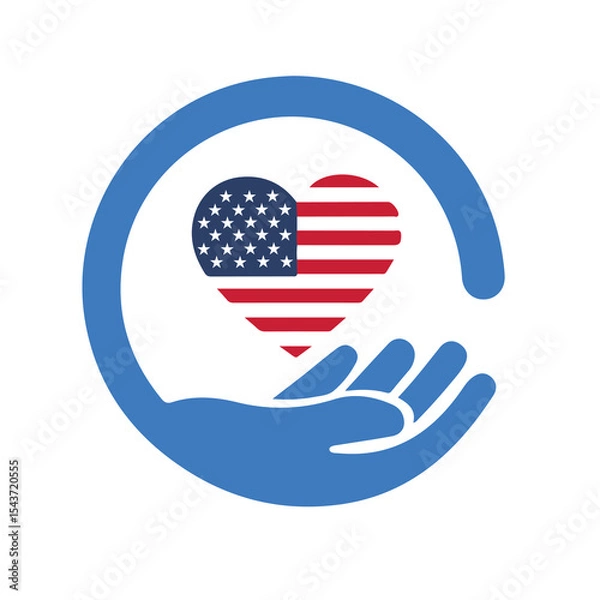 Obraz American flag in heart shape vector illustration
