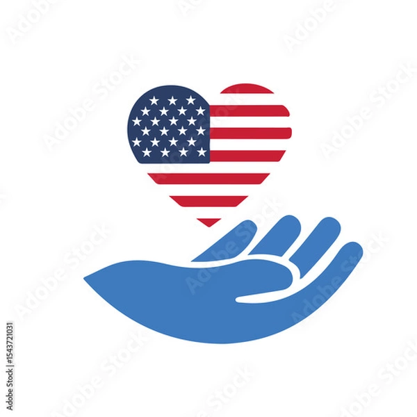 Obraz American flag in heart shape vector illustration
