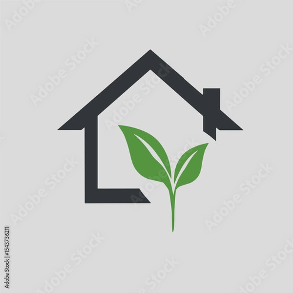Obraz house leaf. eco house. vector image
