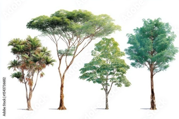 Fototapeta Group of Trees on White Background
