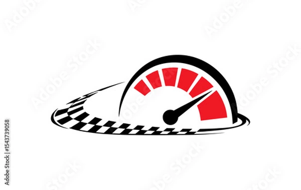 Obraz Speedometer and racing flag logo