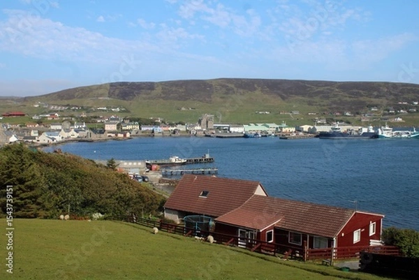 Fototapeta General view of Scalloway, Shetland, from the west.