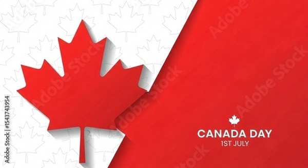 Fototapeta Canada Day Celebration Background with Red Maple Leaf and Flag Design