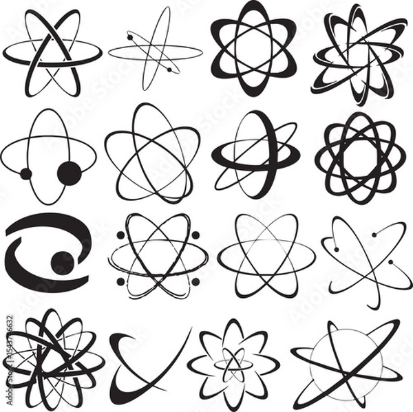 Fototapeta Atomic Orbitals Vector Set Bohr & Quantum Models, Electron Paths, Shells EPS