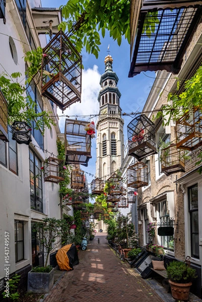 Obraz Lange Jan (Tall John) abbey tower in Middelburg, Zeeland, Netherlands