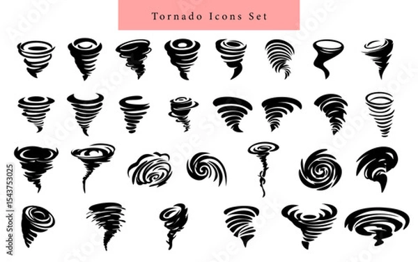 Obraz Tornado storm icon simple set silhouette hand drawn