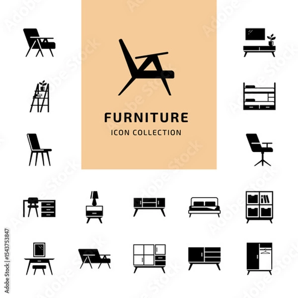 Fototapeta Furniture Icon Collection Vector Set