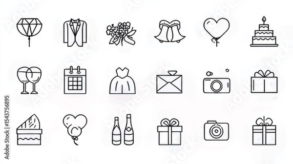 Obraz Elegant Wedding Icons & Graphic Design Elements: Vector Illustration Pack