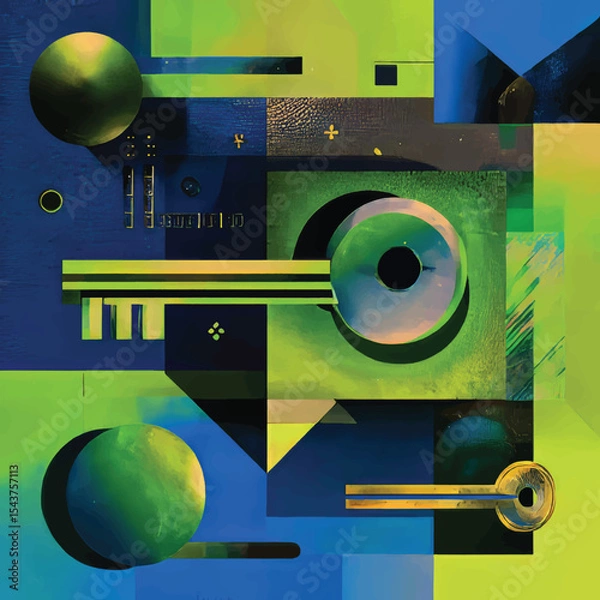Obraz Vibrant Abstract Art: Geometric Digital Illustration with Bold Colors