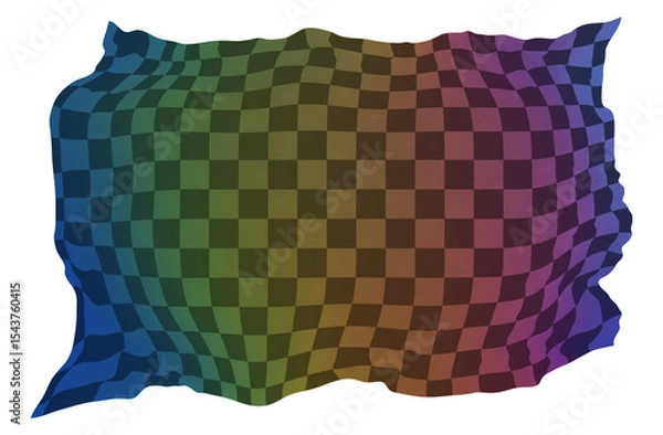 Fototapeta pillow isolated background, Realistic rainbow checkered textile pattern with soft shadows and folds, creating a fabric-like surface. Ideal for backgrounds, textile designs, digital mockups