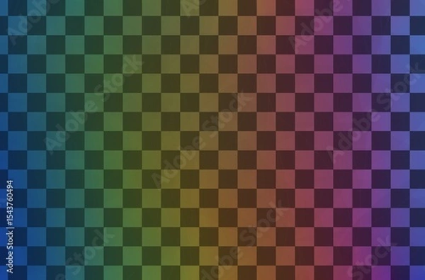 Fototapeta Realistic rainbow checkered textile pattern with soft shadows and folds, creating a fabric-like surface. Ideal for backgrounds, textile designs, digital mockups, and abstract themes
