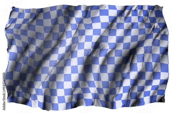 Fototapeta Realistic blue and white checkered textile pattern with soft shadows and folds, creating a fabric-like surface. Ideal for backgrounds, textile designs, digital mockups, and abstract themes