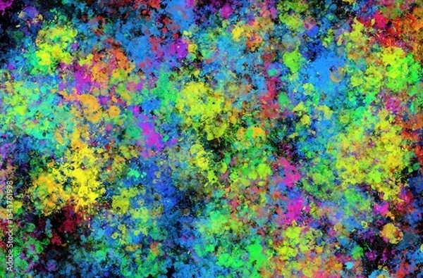 Fototapeta A vibrant and dynamic abstract background featuring colorful paint splatters and brush strokes. This high-resolution image is perfect for creative projects, digital art, posters, and design templates