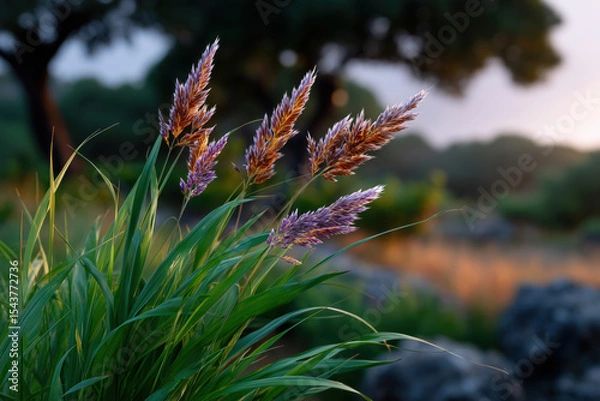 Obraz wild grass on the edge of the forest, natural background