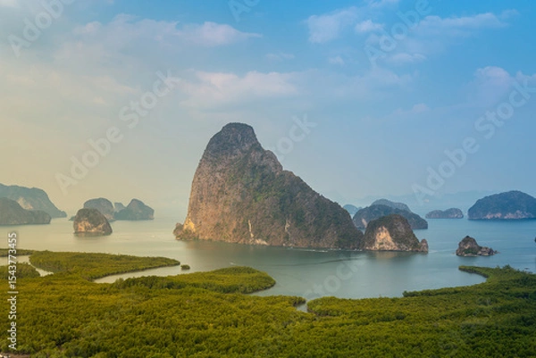 Obraz Landscape Viewpoint Samed Nang Chee Bay mountain view point in Phang Nga Province unseen in Thailand travel.