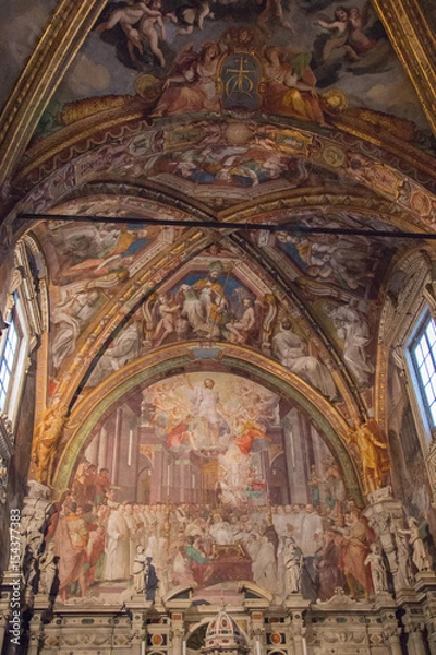 Fototapeta Frescoes in San Lorenzo Church inside Florence Charterhouse church. Certosa di Galluzzo di Firenze. Italy.