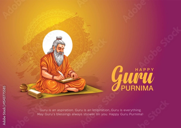 Fototapeta Creative vector Illustration for the Day Of Honoring Celebration Guru Purnima. abstract vector illustration design